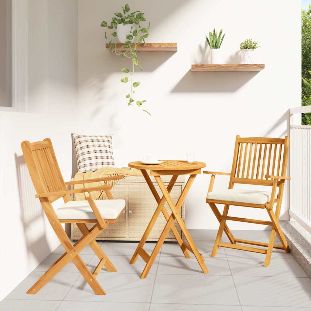 Folding Chair 2 pcs White 49 x 57.5 x 92cm Solid Acacia wood